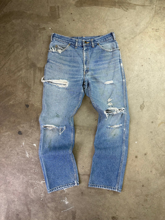 80s Lee Distressed Light Wash Denim 33"