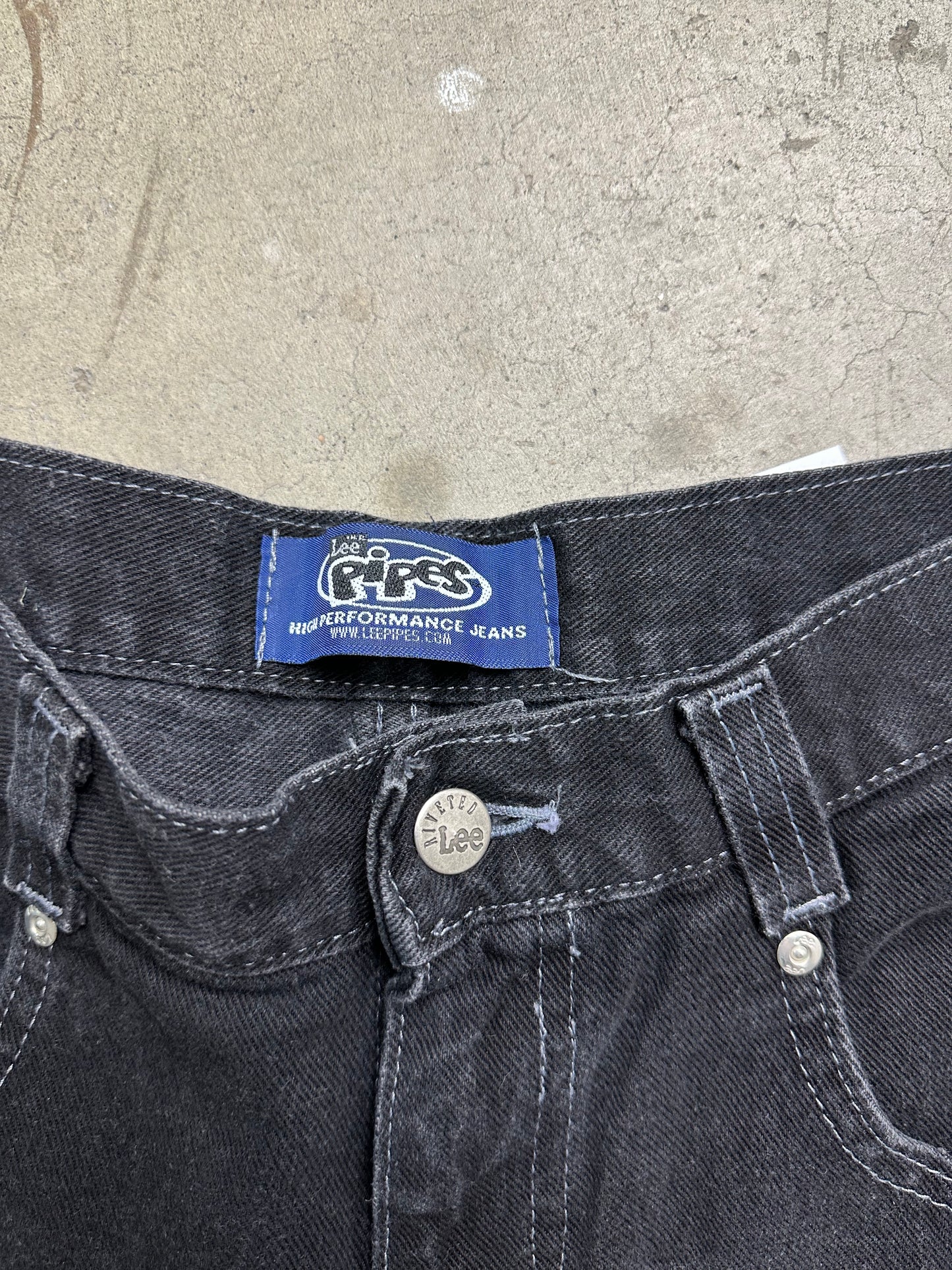 90s Lee Pipes Black Baggy Denim 34"