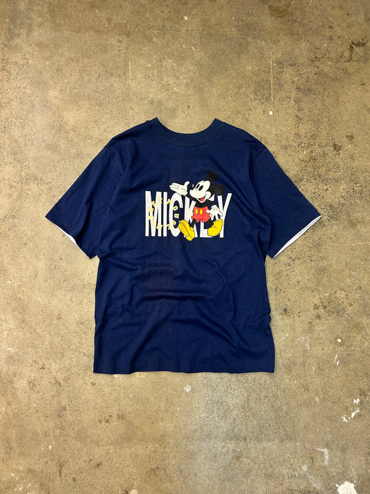 90s Mickey Mouse Spellout Tee Large