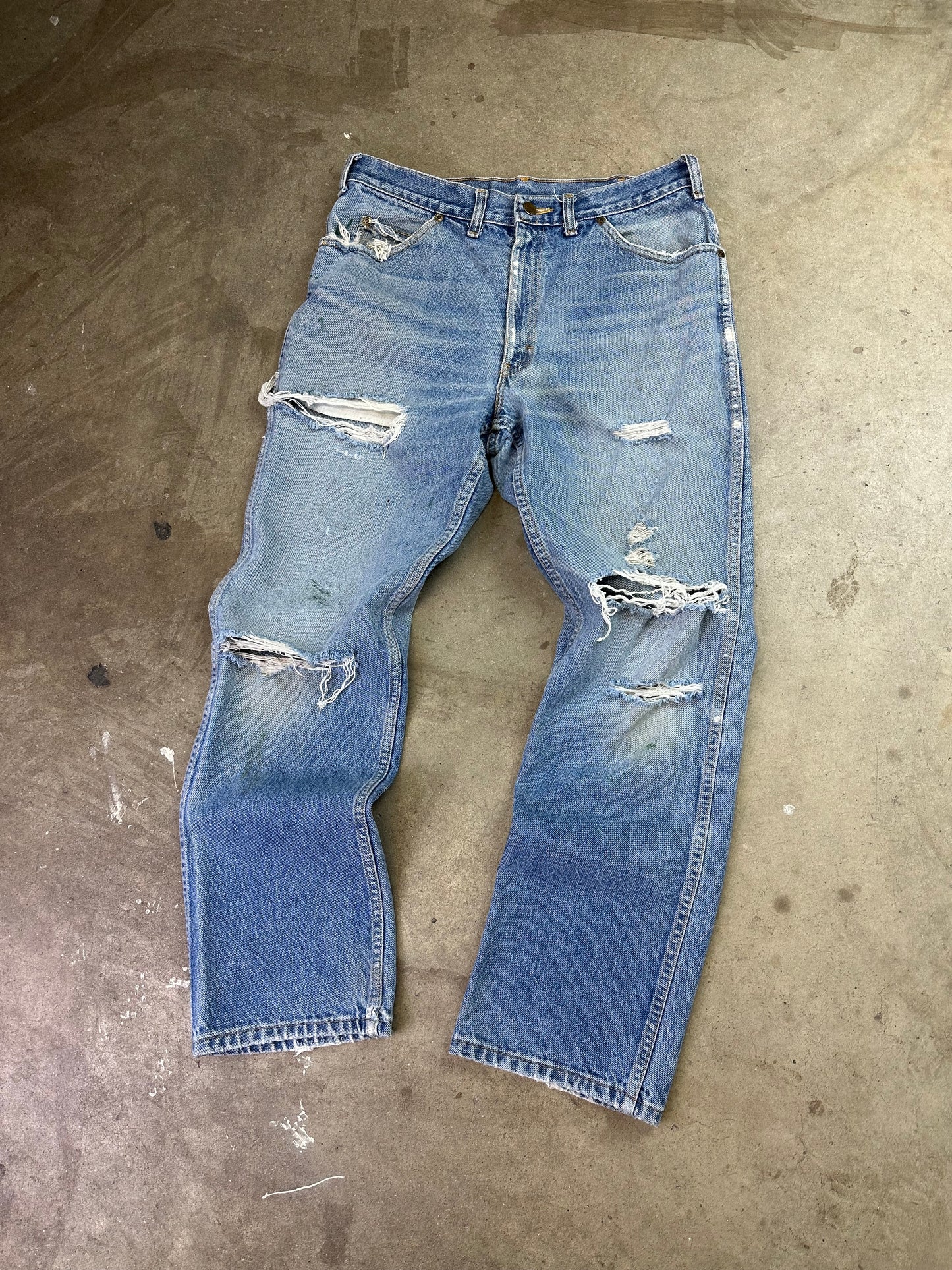 80s Lee Distressed Light Wash Denim 33"