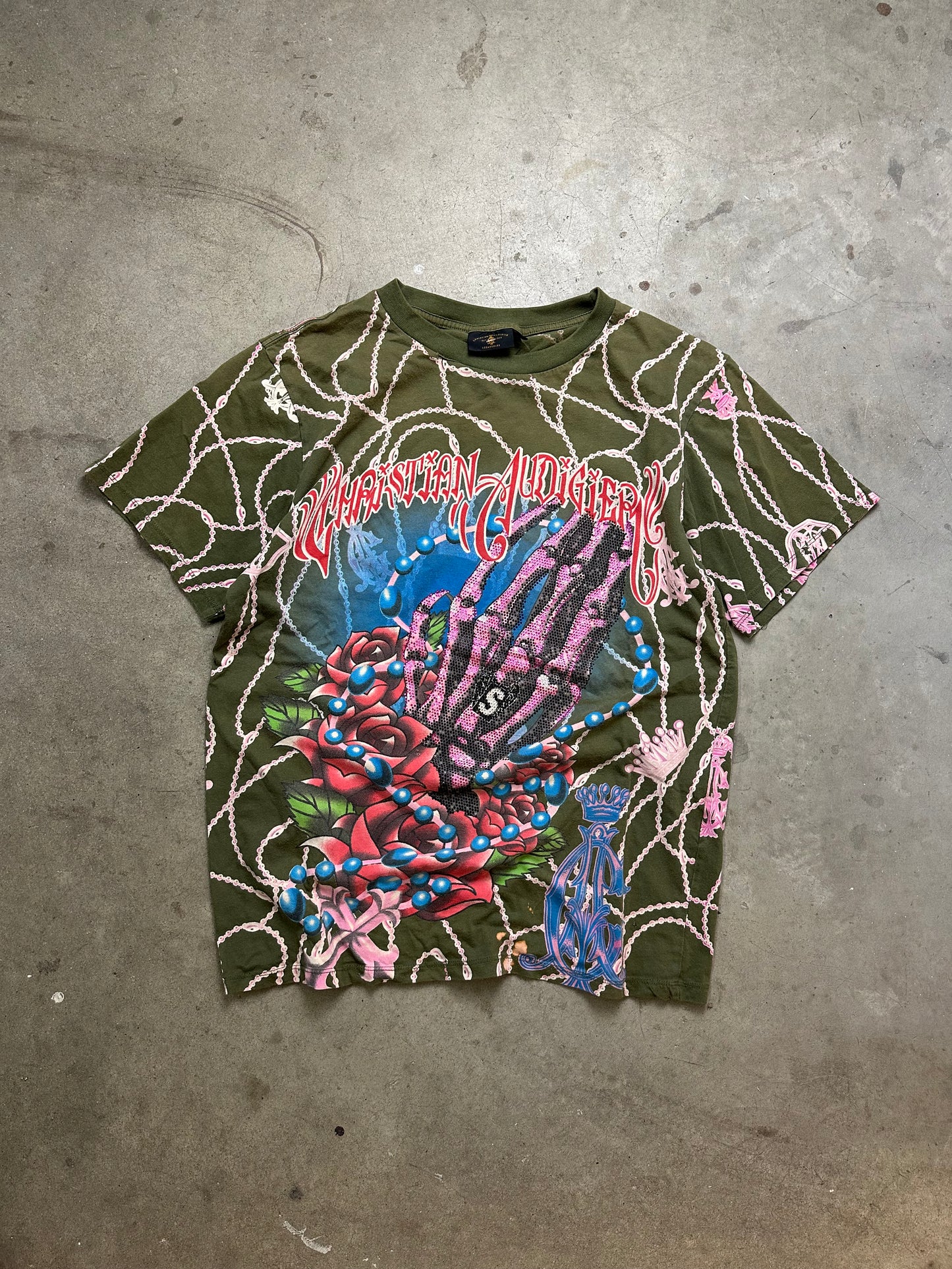 Christian Audigier Rhinestone Hand Tee M/L